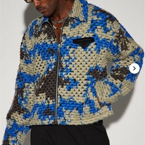 Fashion Nova Blue and Brown Bomber Jacket